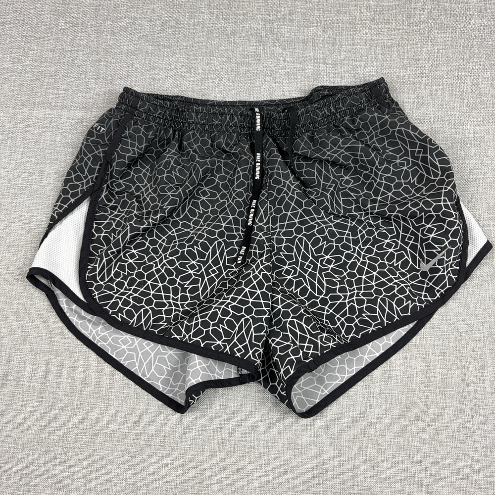 Nike Dri-FIT Running Shorts Mens Small Black 4 Inseam Lined Zip Pocket Geometric